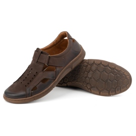 Olivier Zapatos de hombre de piel, ventilados y sin cordones con velcro, 312KZ, marrón oscuro 4