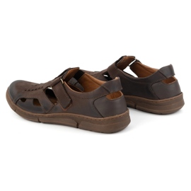 Olivier Zapatos de hombre de piel, ventilados y sin cordones con velcro, 312KZ, marrón oscuro 5
