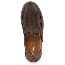 Olivier Zapatos de hombre de piel, ventilados y sin cordones con velcro, 312KZ, marrón oscuro 6