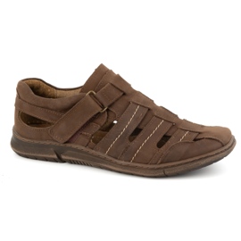 KOMODO Zapatos de hombre, piel, zapatos ventilados con velcro 931K, marrón 2