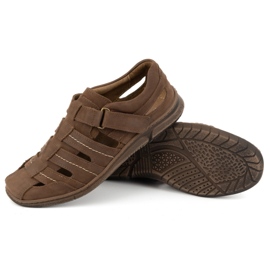 KOMODO Zapatos de hombre, piel, zapatos ventilados con velcro 931K, marrón 4