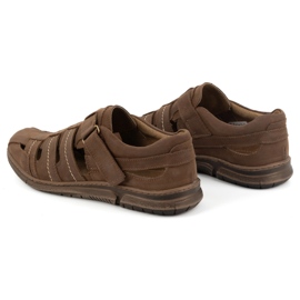 KOMODO Zapatos de hombre, piel, zapatos ventilados con velcro 931K, marrón 5