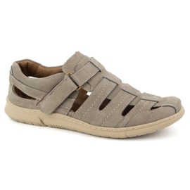 KOMODO Zapatos de hombre, piel, zapatos ventilados con velcro 931K, oliva verde 2