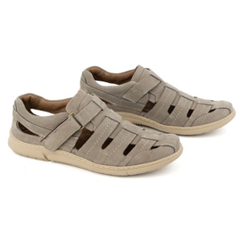 KOMODO Zapatos de hombre, piel, zapatos ventilados con velcro 931K, oliva verde 3