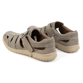 KOMODO Zapatos de hombre, piel, zapatos ventilados con velcro 931K, oliva verde 5