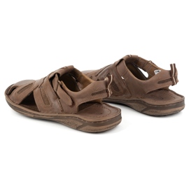 KOMODO Sandalias hombre piel con velcro 523K, marrón 5