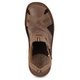 KOMODO Sandalias hombre piel con velcro 523K, marrón 6