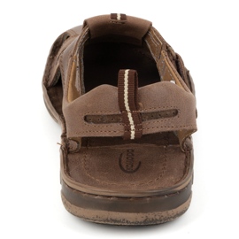 KOMODO Sandalias hombre piel con velcro 523K, marrón 7