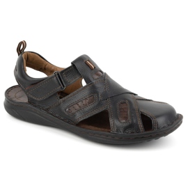KOMODO Sandalias hombre piel con velcro 523K, negro 2
