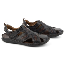 KOMODO Sandalias hombre piel con velcro 523K, negro 3