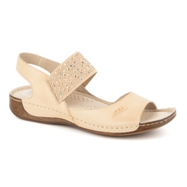 Olivier Sandalias mujer piel Polish, plantilla blanda 0546, beige marrón 1