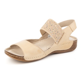 Olivier Sandalias mujer piel Polish, plantilla blanda 0546, beige marrón 2