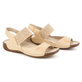 Olivier Sandalias mujer piel Polish, plantilla blanda 0546, beige marrón 3