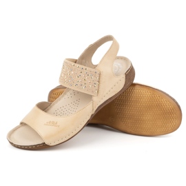 Olivier Sandalias mujer piel Polish, plantilla blanda 0546, beige marrón 4