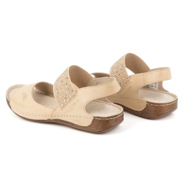 Olivier Sandalias mujer piel Polish, plantilla blanda 0546, beige marrón 5