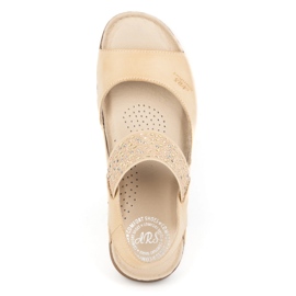 Olivier Sandalias mujer piel Polish, plantilla blanda 0546, beige marrón 7
