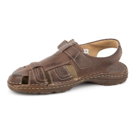 Olivier Sandalias clásicas hombre piel con velcro 0051 marrón 1