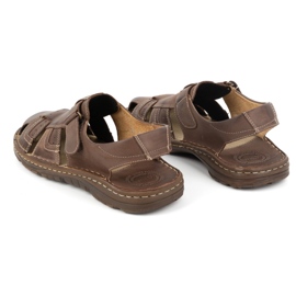 Olivier Sandalias clásicas hombre piel con velcro 0051 marrón 5