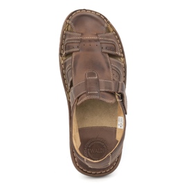 Olivier Sandalias clásicas hombre piel con velcro 0051 marrón 6