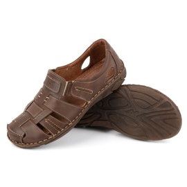 Olivier Zapatos sin cordones de verano para hombre en piel 902MP, marrón 3