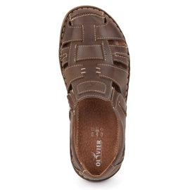 Olivier Zapatos sin cordones de verano para hombre en piel 902MP, marrón 6