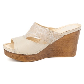 Olivier Sandalias cuña mujer piel 1127 beige 1
