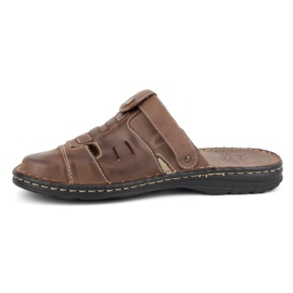Olivier Chanclas clásicas de hombre de piel con tira en el talón 0045 marrón 2