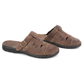 Olivier Chanclas clásicas de hombre de piel con tira en el talón 0045 marrón 4