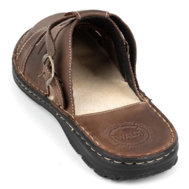 Olivier Chanclas clásicas de hombre de piel con tira en el talón 0045 marrón 7