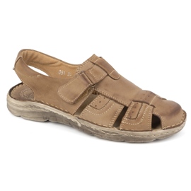 Olivier Sandalias clásicas hombre piel con velcro 0051 oliva marrón 2