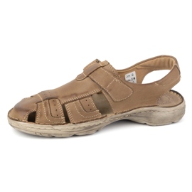 Olivier Sandalias clásicas hombre piel con velcro 0051 oliva marrón 1