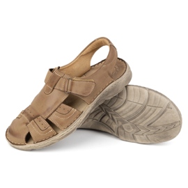 Olivier Sandalias clásicas hombre piel con velcro 0051 oliva marrón 4