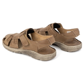 Olivier Sandalias clásicas hombre piel con velcro 0051 oliva marrón 5