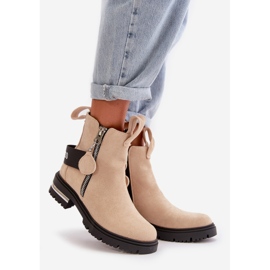 Botas cálidas de mujer con cremallera Beige Calvaro 1