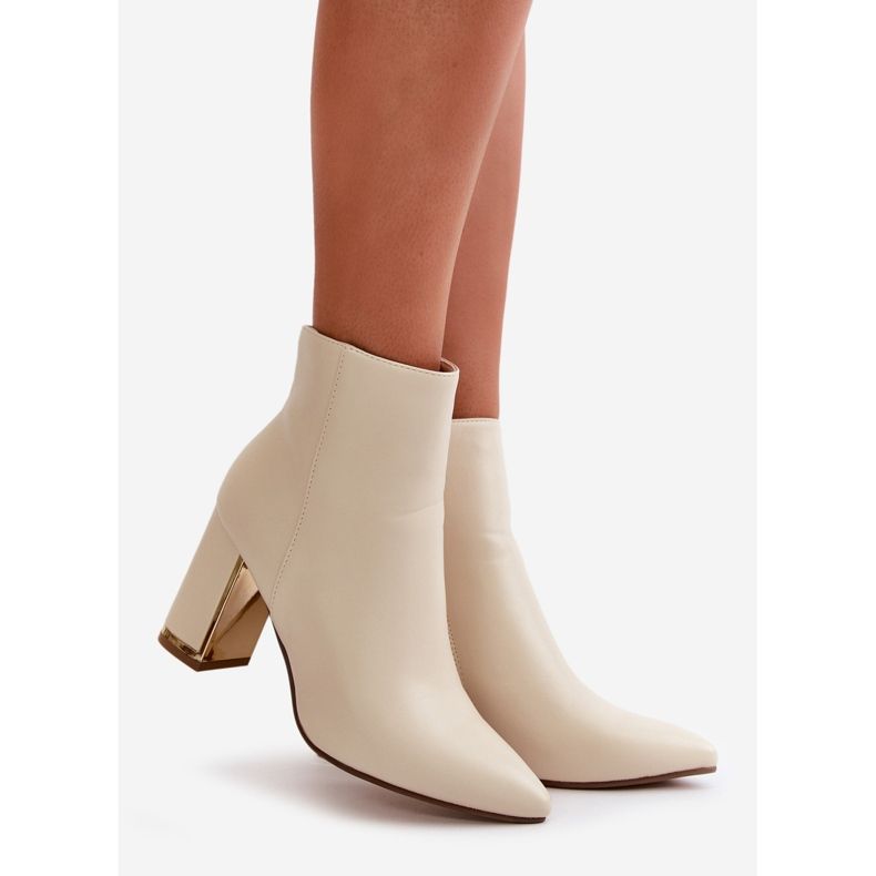 Botas de mujer con tacón alto, cierre con cremallera, cálidas, piel ecológica, beige claro Mevair 1 Botas de mujer con tacón alto, cierre con cremallera, cálidas, piel ecológica, beige claro Mevair 1