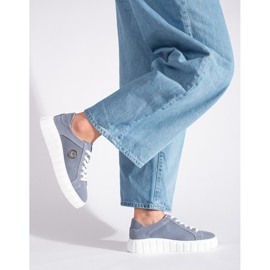 Zapatos de plataforma azules elaborados en piel serraje. 2