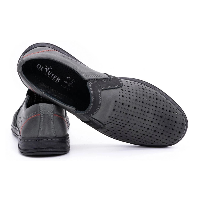 Olivier Zapatos mocasines hombre piel para verano 713MP gris 3