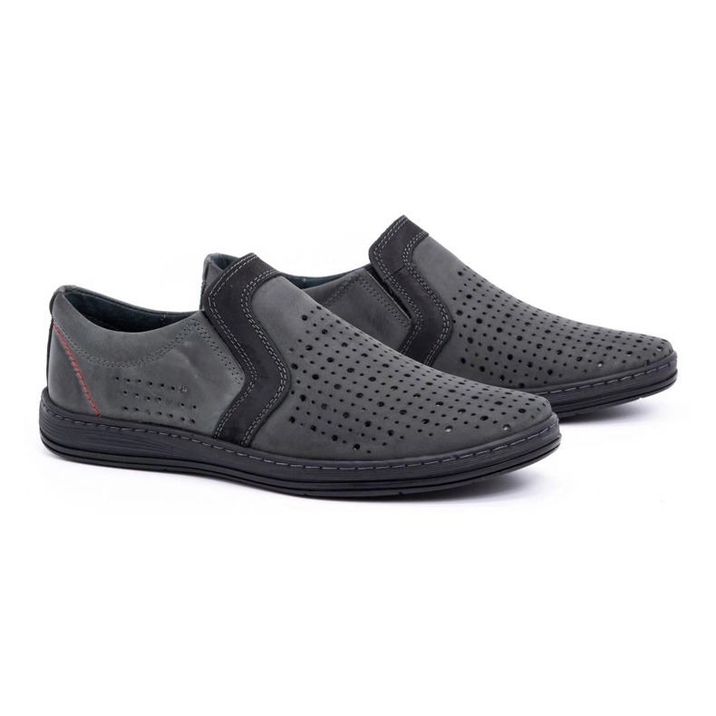 Olivier Zapatos mocasines hombre piel para verano 713MP gris 2