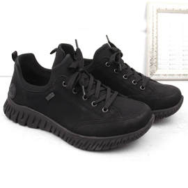 Zapatos slip-on de mujer negros impermeables y cómodos Rieker M5352-00 1