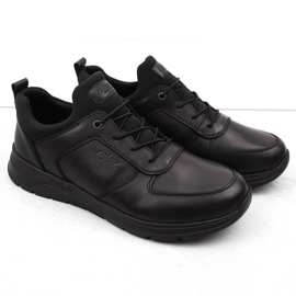 Zapatos slip-on de hombre cómodos de piel negros Rieker 39653-00 1