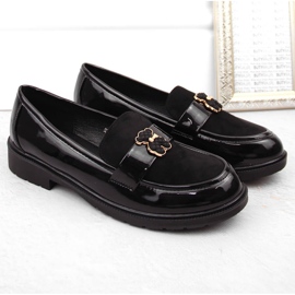Mocasines de mujer con osito de peluche, negro S.Barski HY42-399A 2