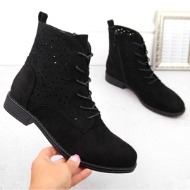 Botas de mujer en ante calado, negro S.Barski HY42-136 1
