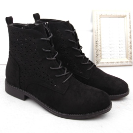 Botas de mujer en ante calado, negro S.Barski HY42-136 2