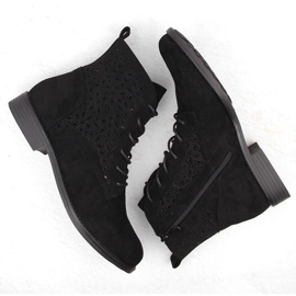 Botas de mujer en ante calado, negro S.Barski HY42-136 3