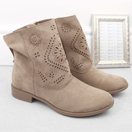 Botas mujer ante calado beige Jezzi MAM65-106 2