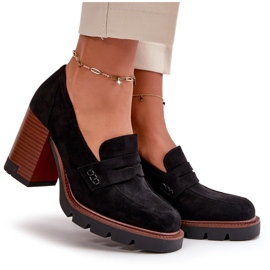 Zapatos de Mujer de Tacón Alto Confeccionados en Ante Ecológico Negro Vinceza 58105 9