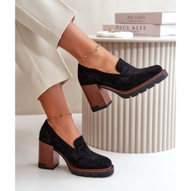Zapatos de Mujer de Tacón Alto Confeccionados en Ante Ecológico Negro Vinceza 58105 4