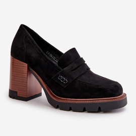 Zapatos de Mujer de Tacón Alto Confeccionados en Ante Ecológico Negro Vinceza 58105 3