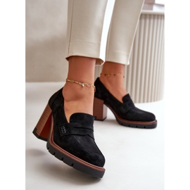 Zapatos de Mujer de Tacón Alto Confeccionados en Ante Ecológico Negro Vinceza 58105 5