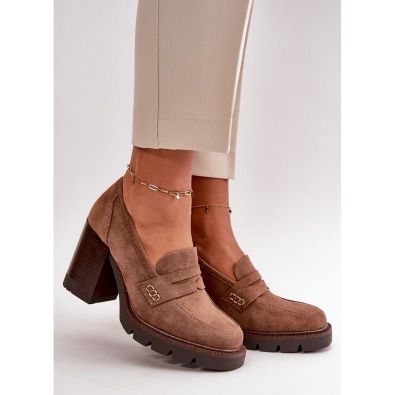 Zapatos de Mujer de Tacón Alto Confeccionados en Ante Ecológico Marrón Vinceza 58105 2